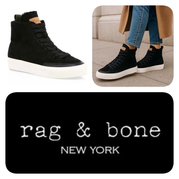 rag & bone Shearling High-Top Sneakers Size EU 38/US 7.5 - Picture 1 of 15
